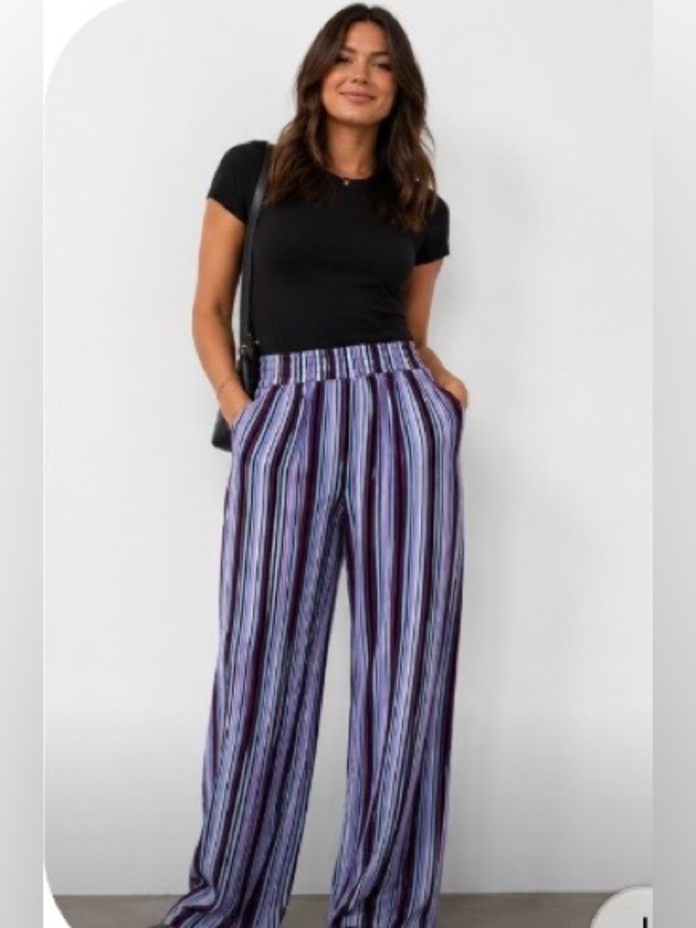 Apt 9 wide legged striped summer pants size medium summer comfort .